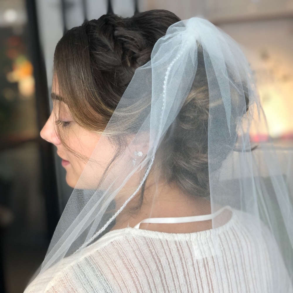 Elena rhinestone-edged wedding veil
